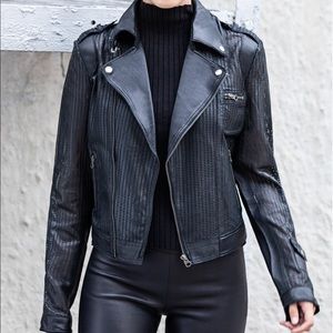 Jackett Leather Cropped Moto